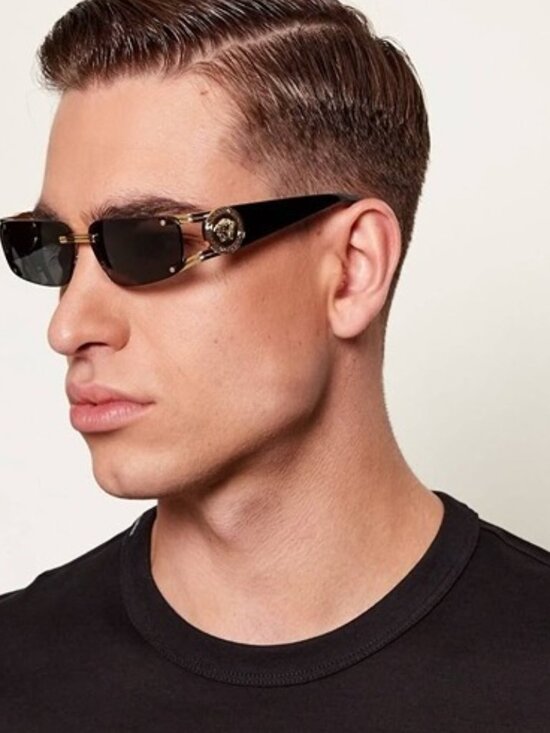 Versace VE2291 100275 Sunglasses Gold/Havana Rectangle Frame, Red Lenses main image 10